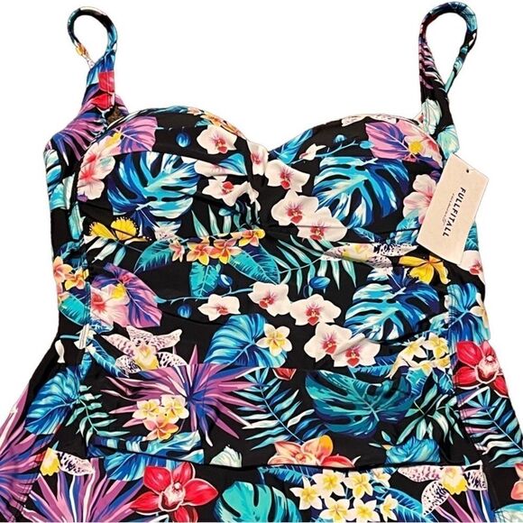 NWT- FullFitAll- Flower Ruched Twist Front One Piece Swimsuit Plus Size, Size 24 - Picture 4 of 11